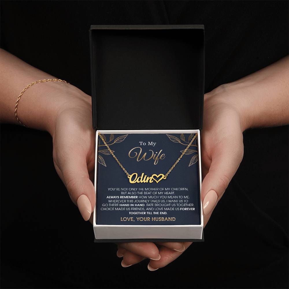 wife heart name necklace