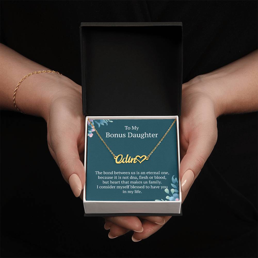 To My Bonus Daughter Stunning Heart Name Necklace for My Beloved Bonus Daughter – A Timeless Jewelry Gift