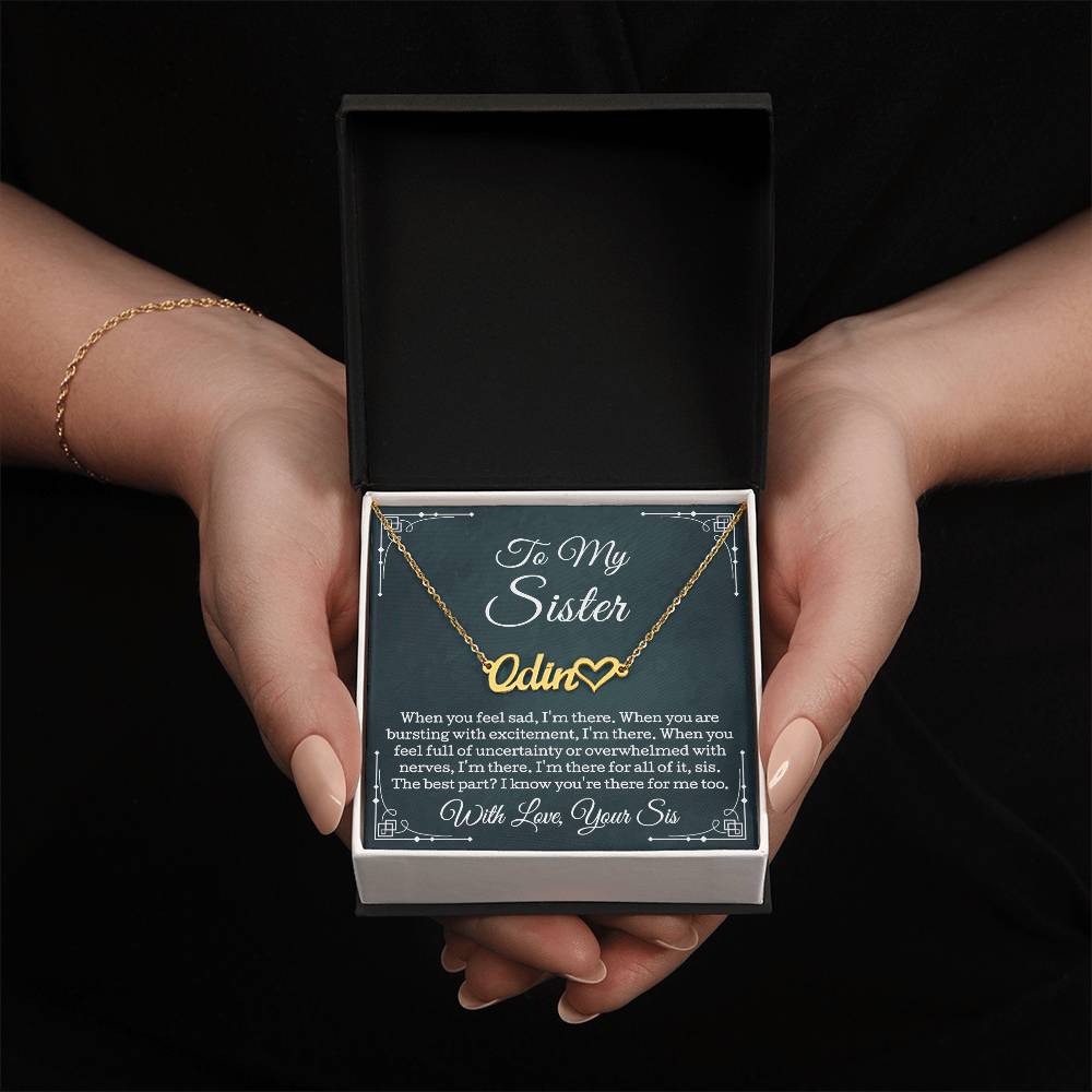 To My Sister Necklace, Sister Gift Heart Name Necklace, Jewelry Gifts For Sister With Message Card Led Luxury Box