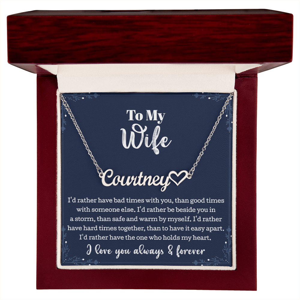 To My Wife Heart Name Necklace 0002
