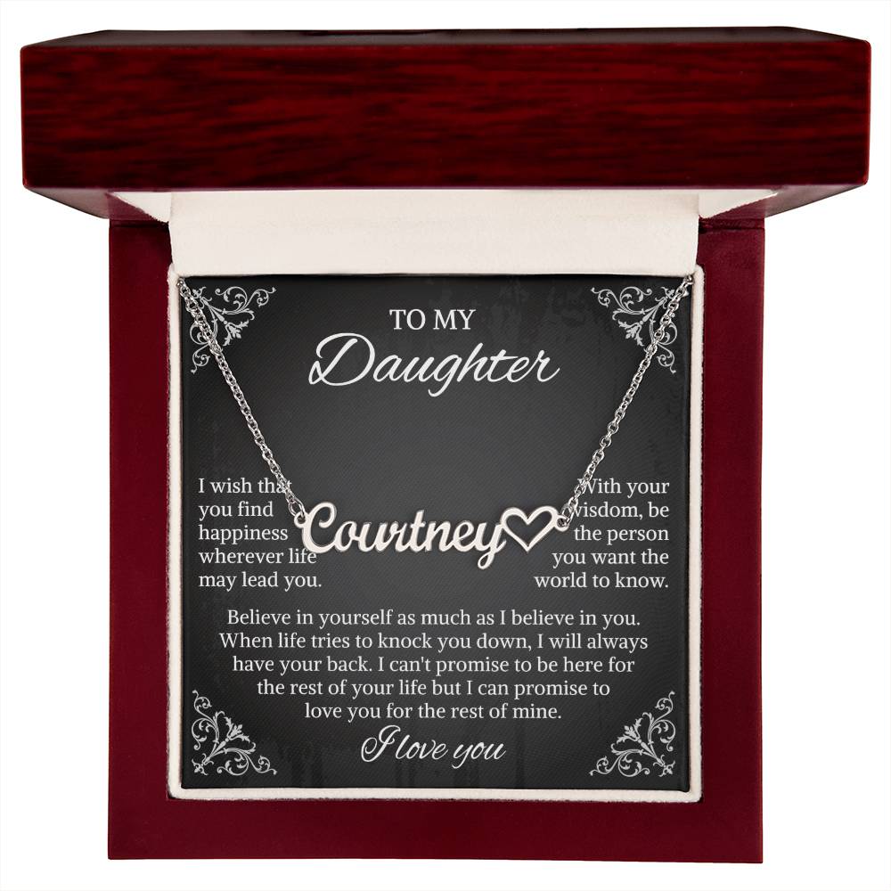 To My Daughter Heart Name Necklace, Daughter Necklace, Gift For Daughter, Daughter Necklace, Daughter Jewelry From Mom Dad