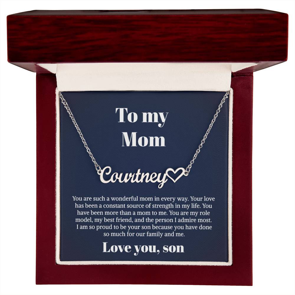 To My Mom Gifts - Necklace for Mom - Necklace Gift for Mom from Daughter - Heart Name Necklace Card