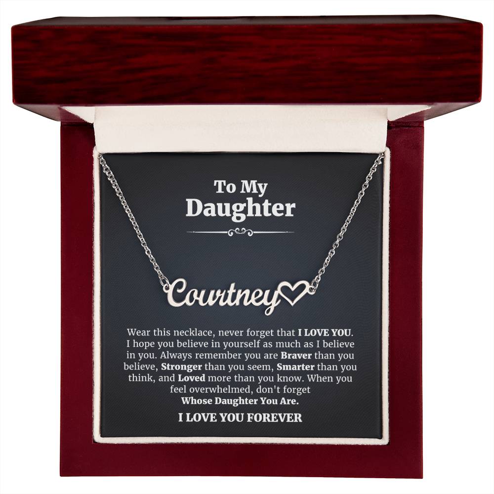 To My Daughter • I Love You Forever • Heart Name Necklace