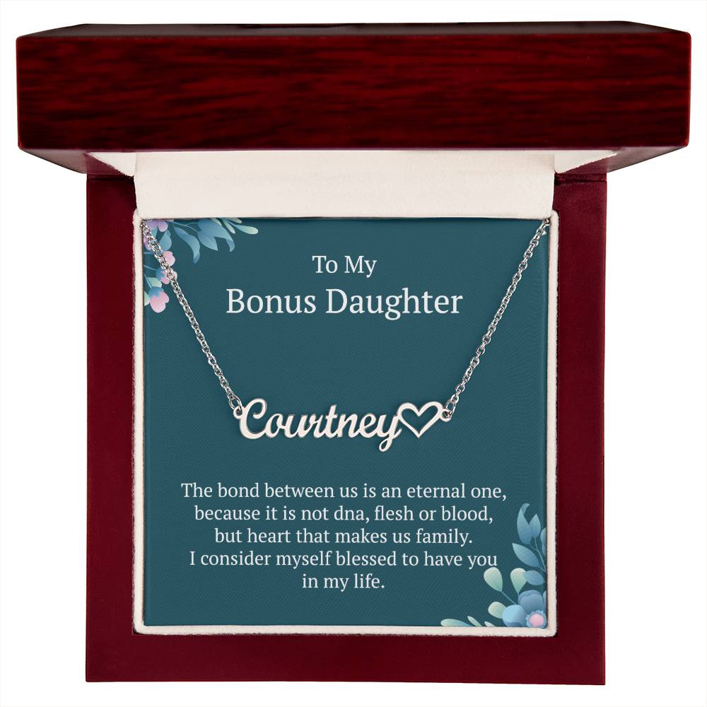 To My Bonus Daughter Stunning Heart Name Necklace for My Beloved Bonus Daughter – A Timeless Jewelry Gift