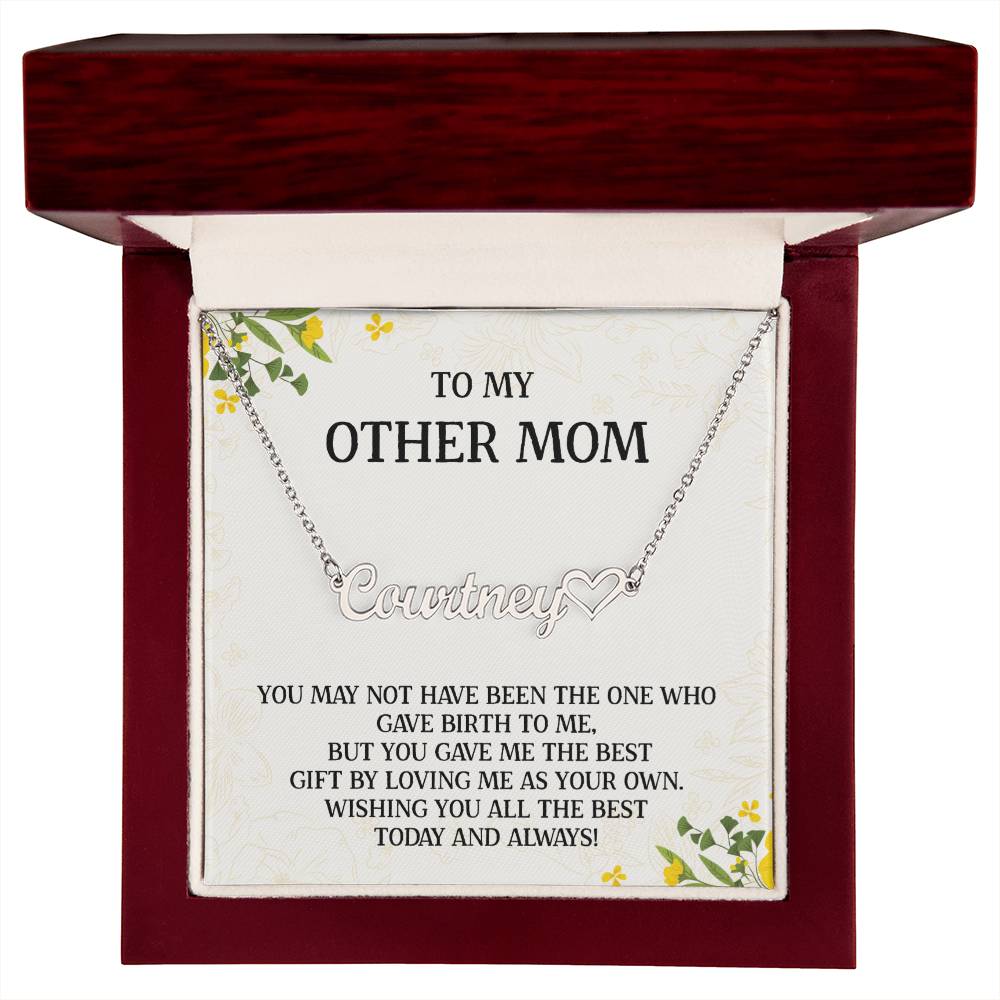 To My Other Mom Necklace Gift, Step Mom Necklace, Bonus Mom Jewelry, Unbiological Mom Gifts For Birthday, Mother's Day Present For Mom From Son Or Daughter, With Heartfelt Message Card And Amazing Box