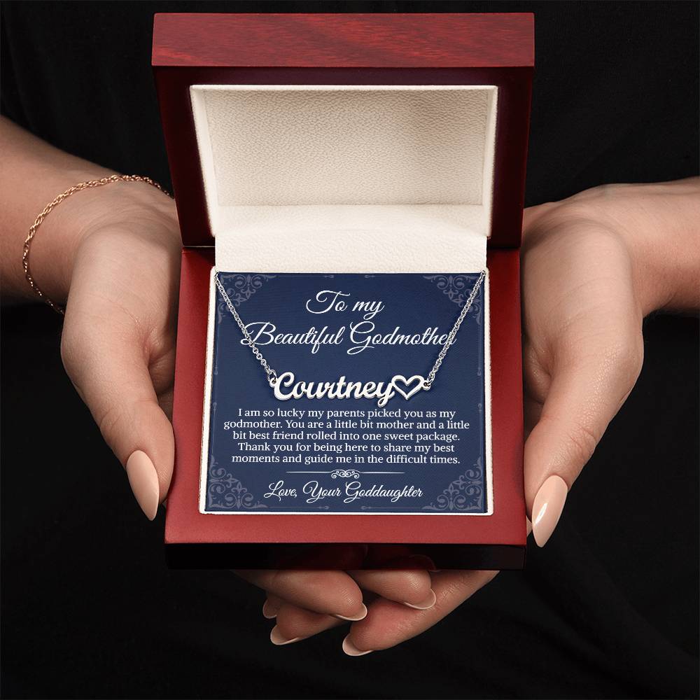To My Godmother, Sentimental Gifts Love Sweet Signature Style Name Necklace, Message Card Box