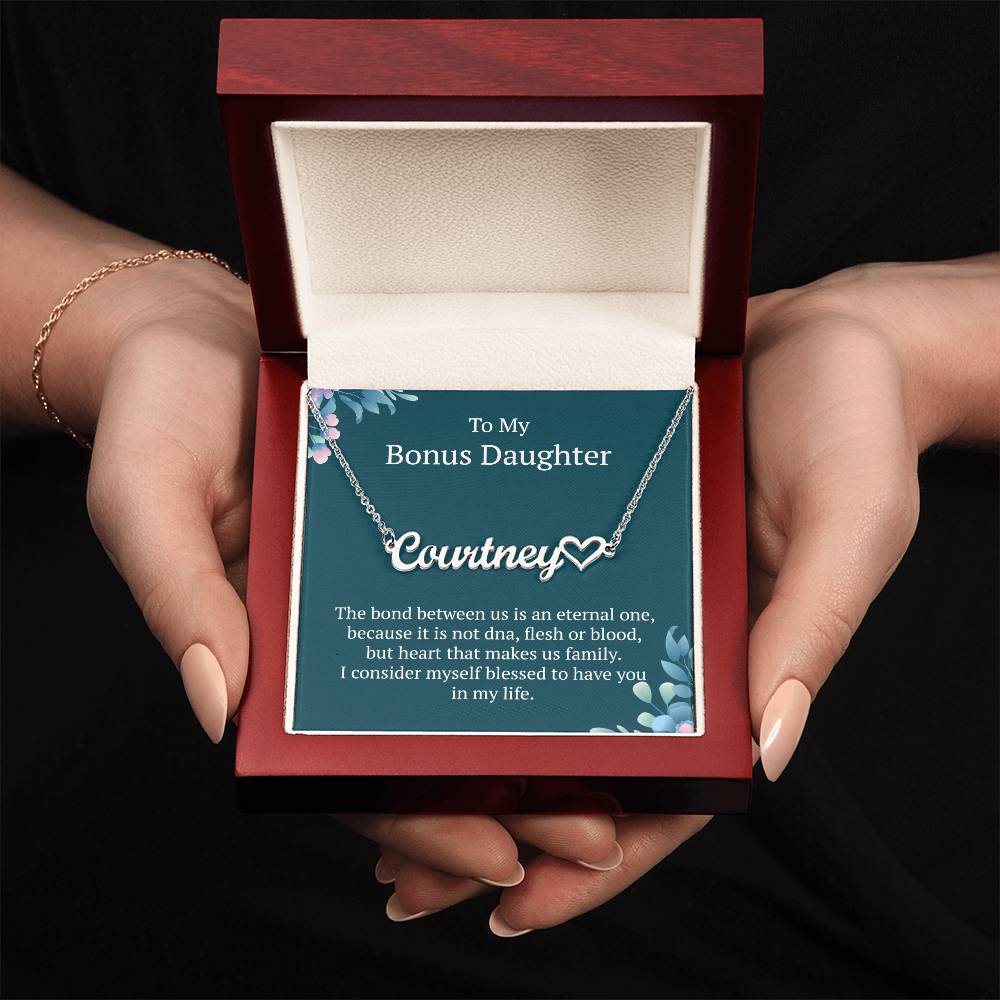 To My Bonus Daughter Stunning Heart Name Necklace for My Beloved Bonus Daughter – A Timeless Jewelry Gift