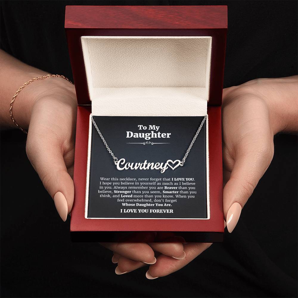 To My Daughter • I Love You Forever • Heart Name Necklace