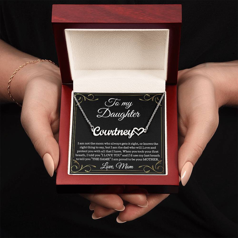 To My Daughter Necklace From Mom, Daughter Heart Name Necklace, Daughter Gift, Birthday Gift, Christmas Gift Daughter From Mom