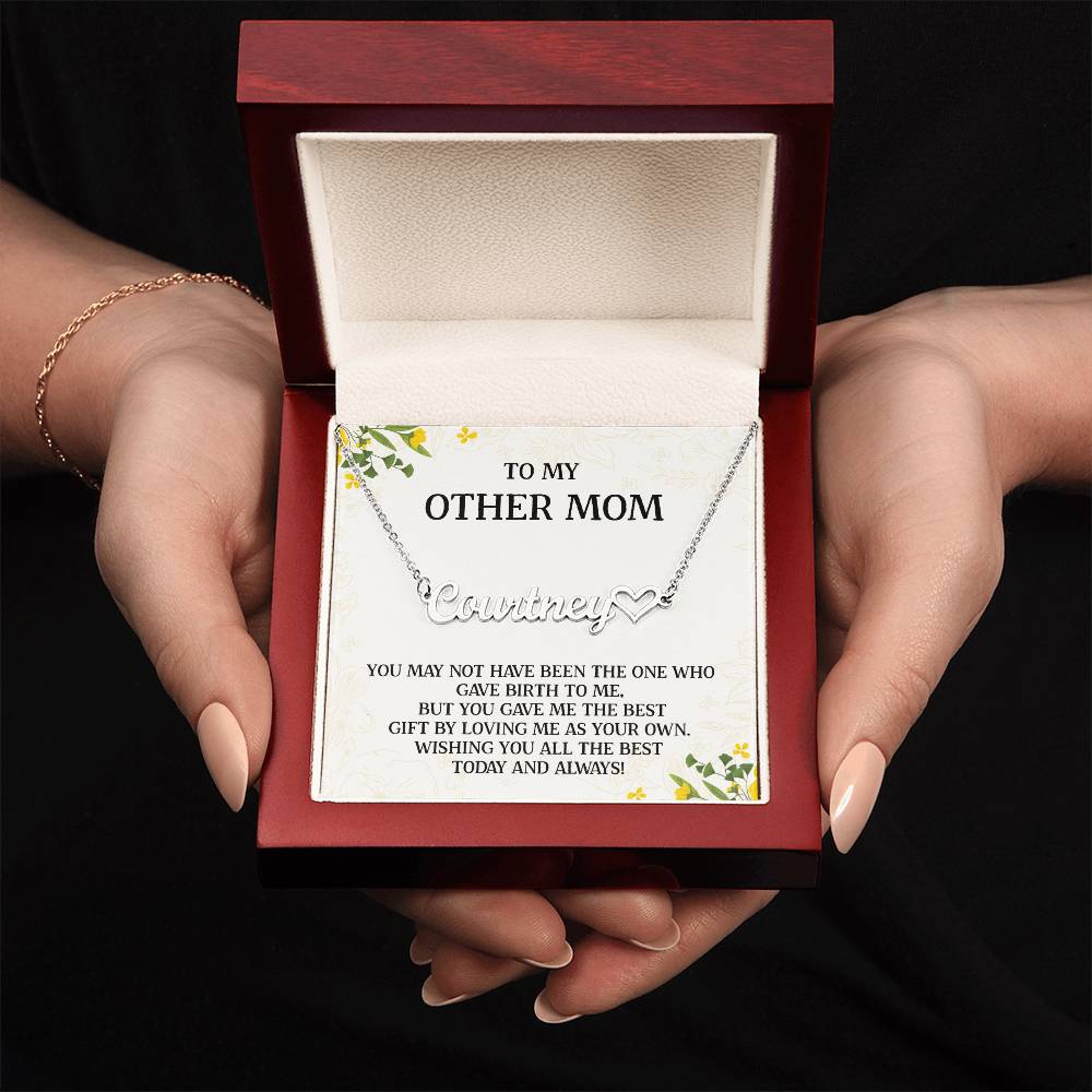 To My Other Mom Necklace Gift, Step Mom Necklace, Bonus Mom Jewelry, Unbiological Mom Gifts For Birthday, Mother's Day Present For Mom From Son Or Daughter, With Heartfelt Message Card And Amazing Box