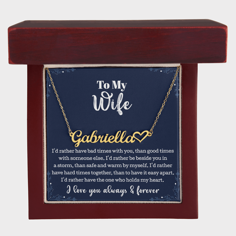 To My Wife Heart Name Necklace 0002
