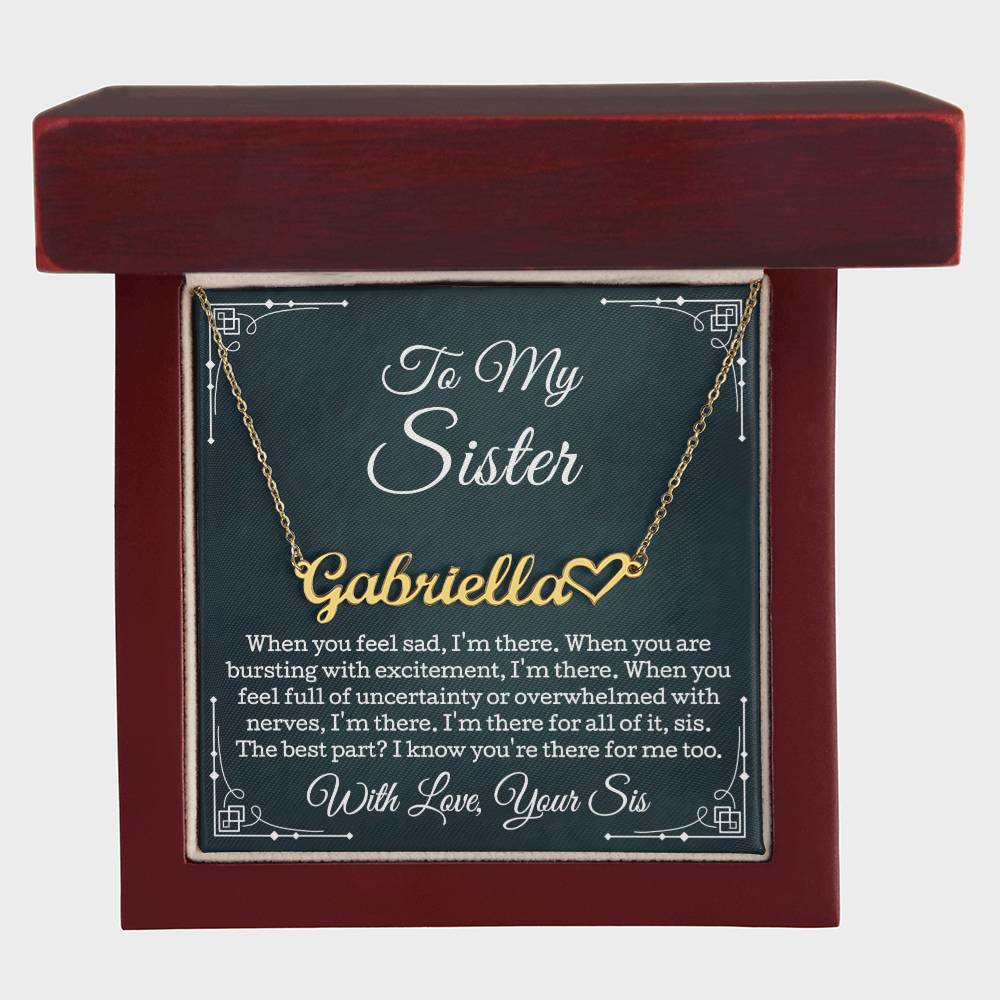 To My Sister Necklace, Sister Gift Heart Name Necklace, Jewelry Gifts For Sister With Message Card Led Luxury Box