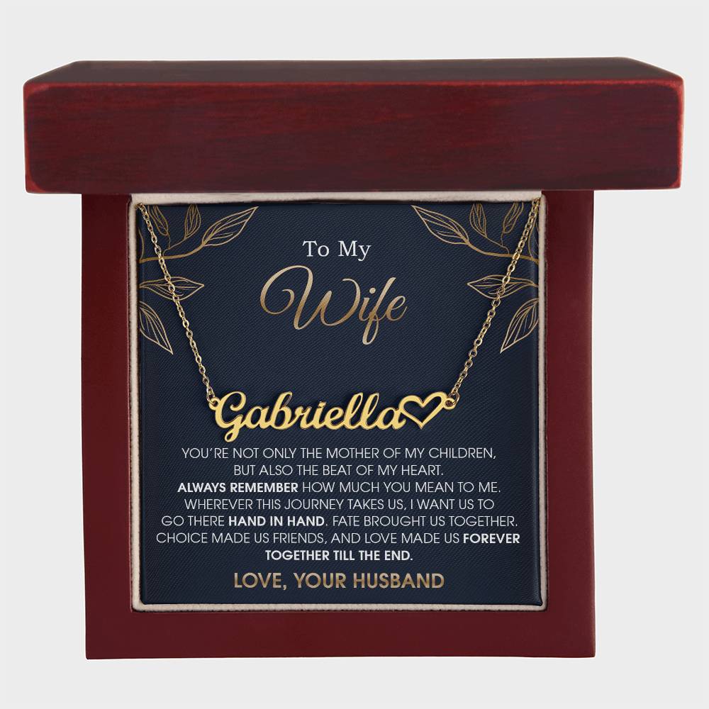 wife heart name necklace