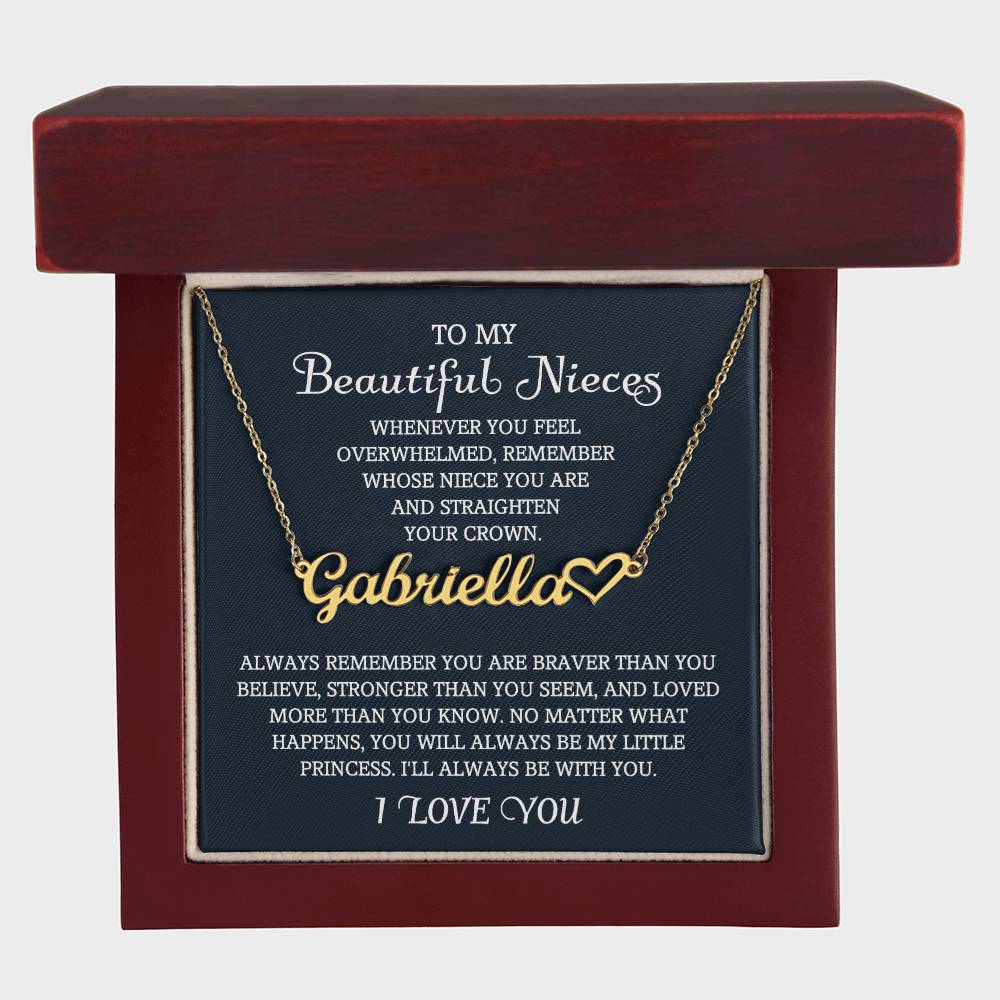 To My Niece Heart Name Necklace, Niece Gift from Aunt, Niece Gift, Birthday Gift for Niece, Niece Birthday Card, Gift for Niece