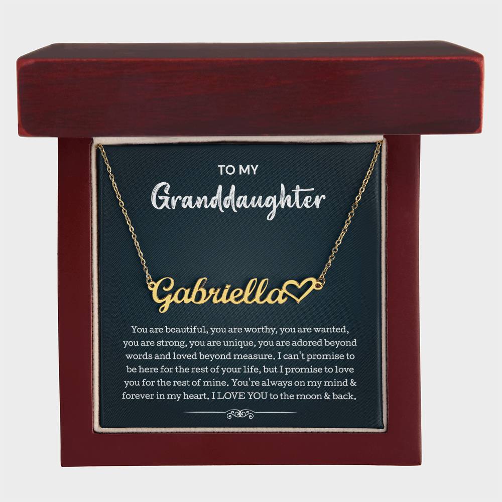 To My Granddaughter Heart Name Necklace Perfect Heartfelt Birthday, Graduation Or Holiday Gift For Your Granddaughter