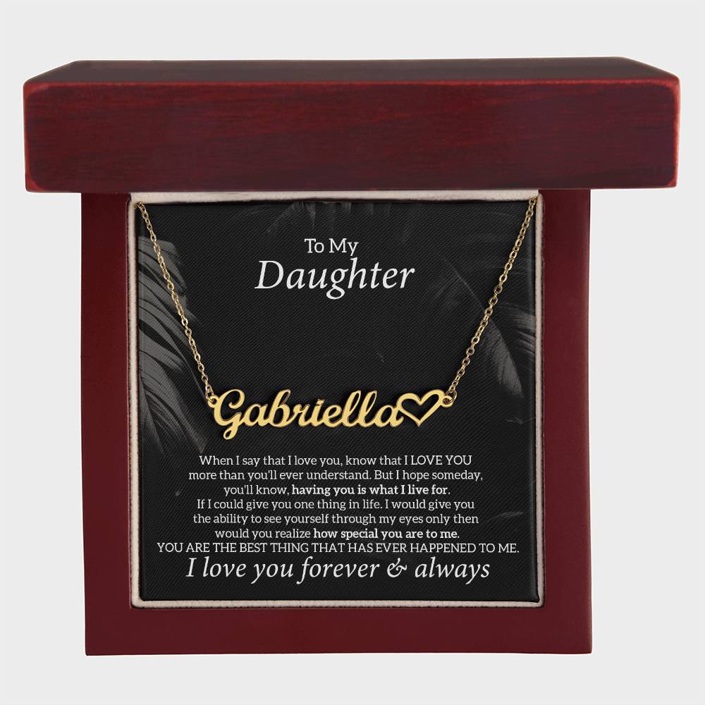 To My Daughter Necklace Jewelry Gift From Dad Mom, Heart Name Necklace