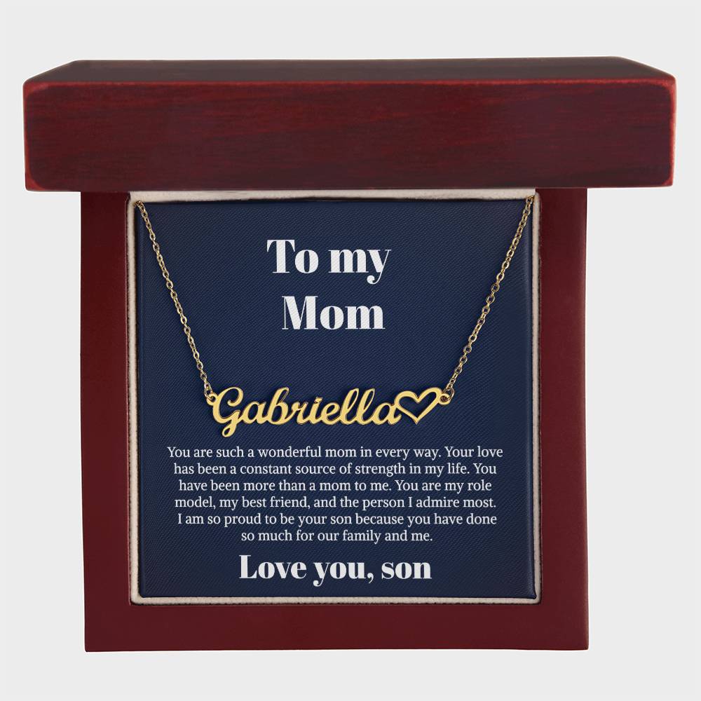 To My Mom Gifts - Necklace for Mom - Necklace Gift for Mom from Daughter - Heart Name Necklace Card