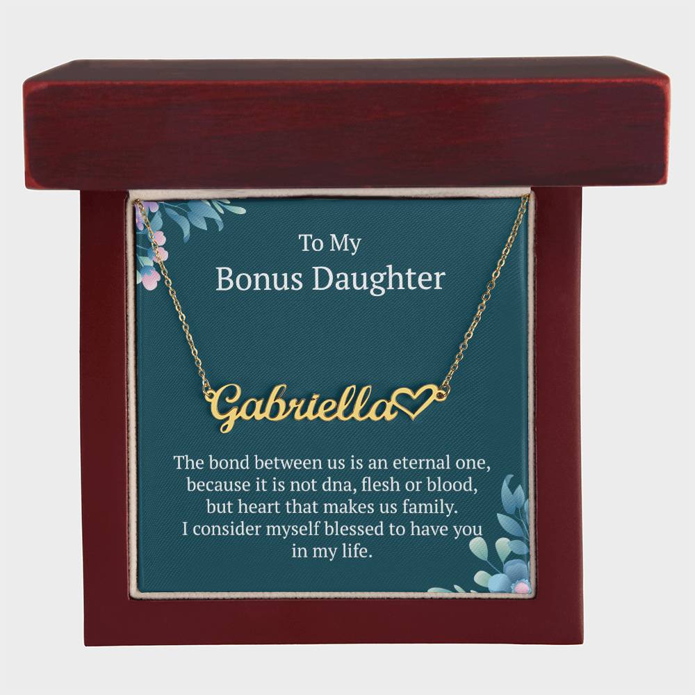 To My Bonus Daughter Stunning Heart Name Necklace for My Beloved Bonus Daughter – A Timeless Jewelry Gift