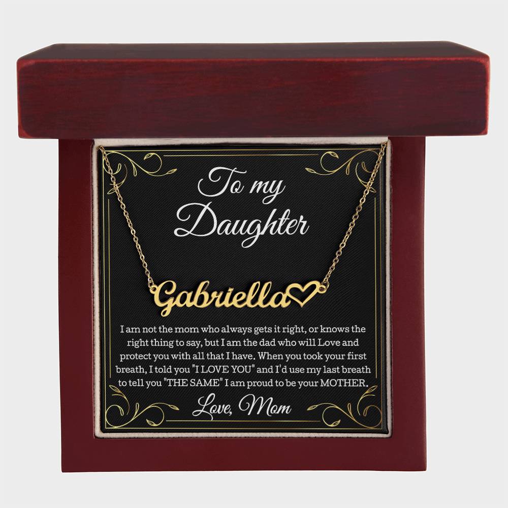 To My Daughter Necklace From Mom, Daughter Heart Name Necklace, Daughter Gift, Birthday Gift, Christmas Gift Daughter From Mom