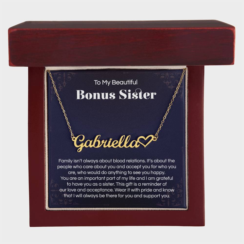 Sister Gifts, Heart Name Necklace for Sister in Law, Sister in Law Birthday Gift for Bonus Sister, Unbiological Sister Gifts, Christmas Jewelry