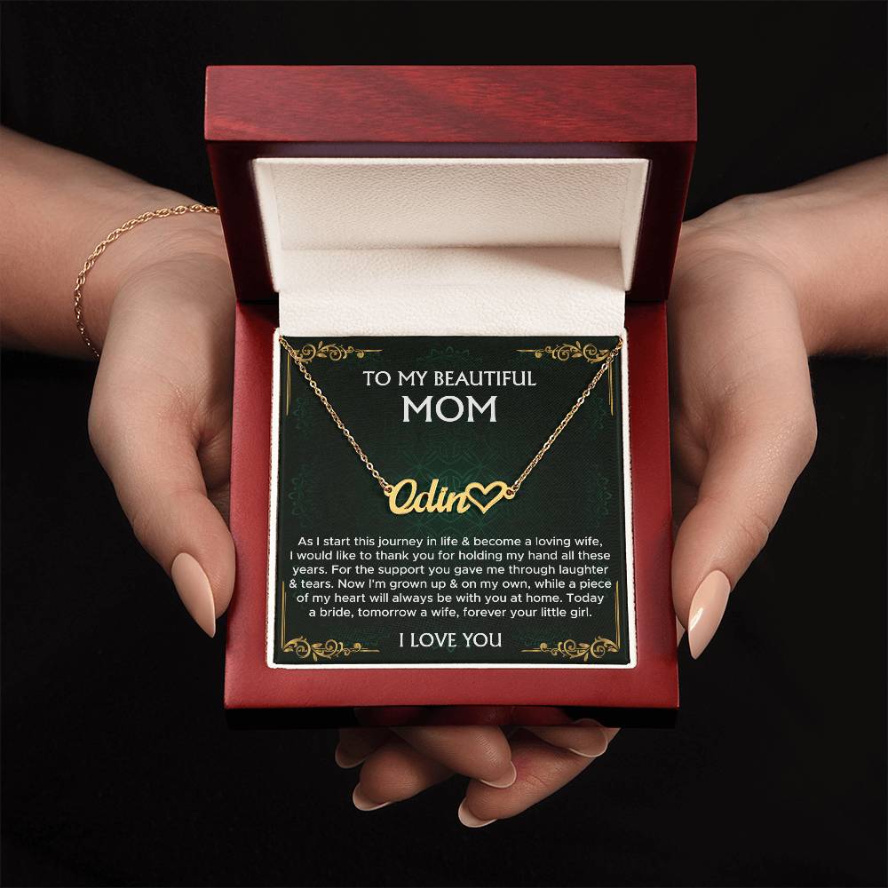 Mother of the Bride Gift From Daughter | Mother of the Bride Necklace From Bride | Mom of Bride | Heart Name Necklace