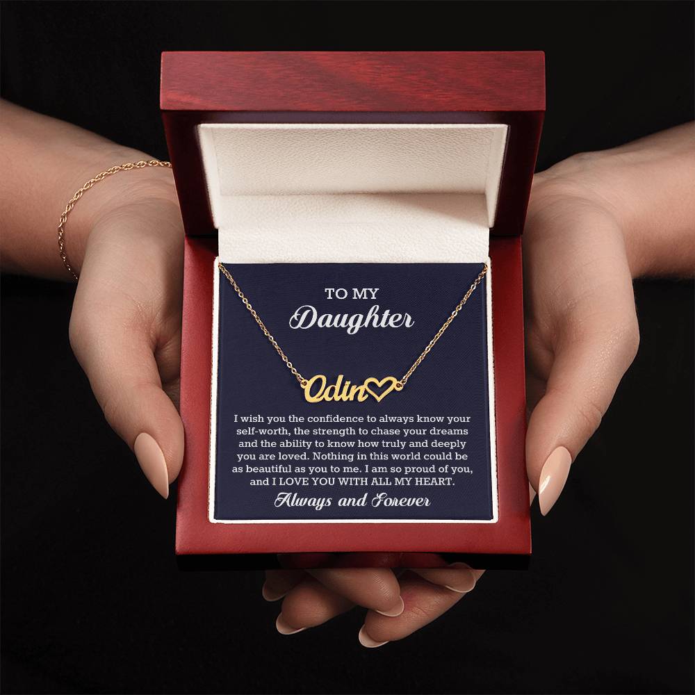 To My Daughter Heart Name Necklace Birthday Christmas Jewelry Gift