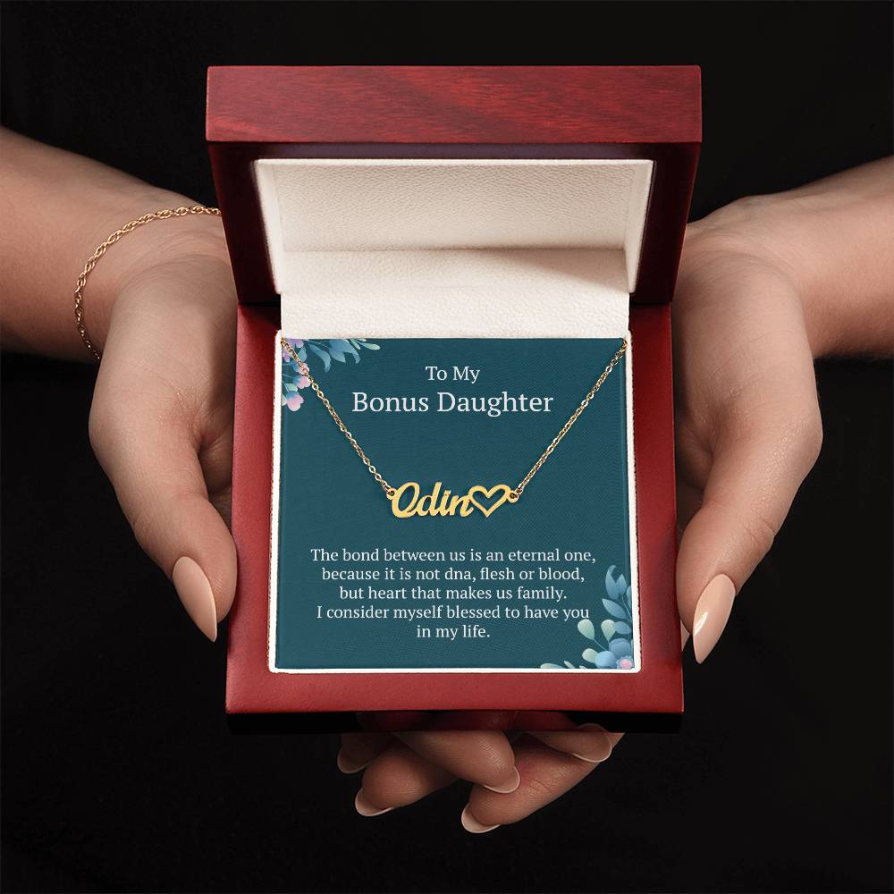 To My Bonus Daughter Stunning Heart Name Necklace for My Beloved Bonus Daughter – A Timeless Jewelry Gift