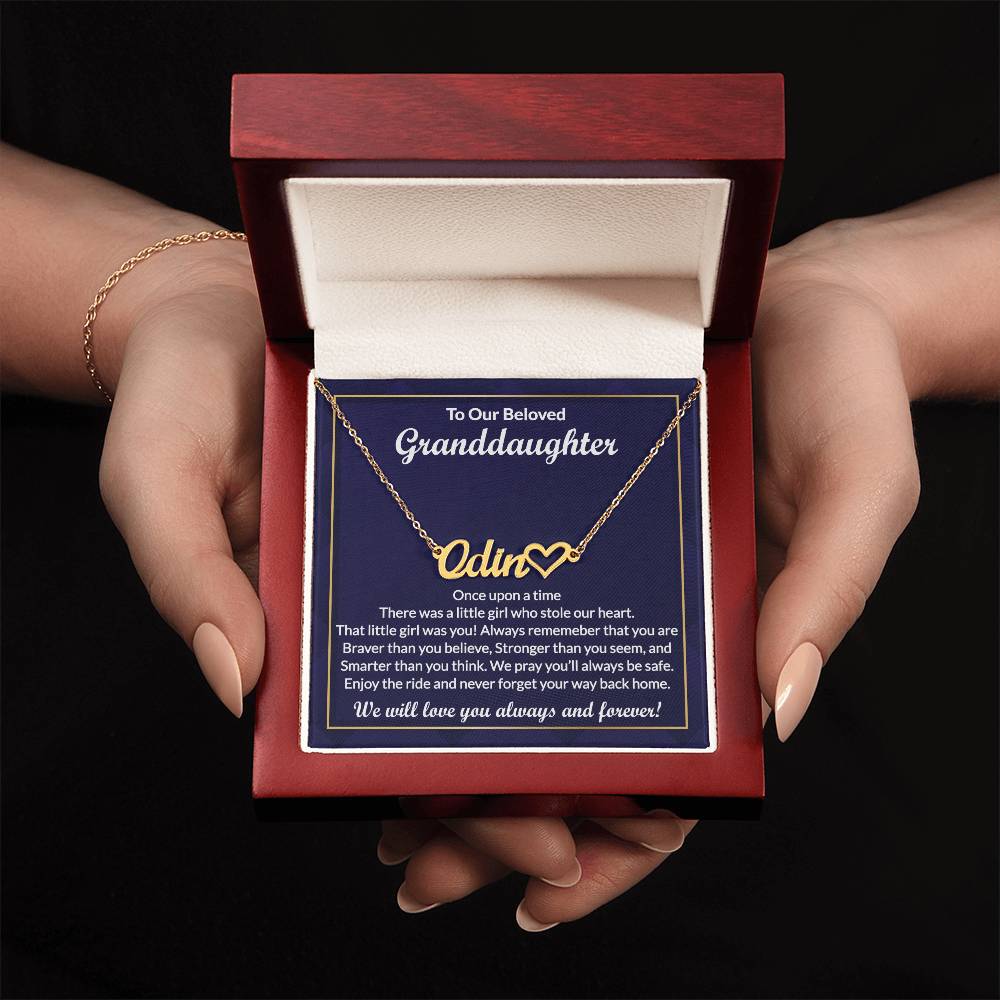 Heart Name Necklace, A Special Gift for Granddaughter from Grandma, Perfect for Granddaughter's Birthday