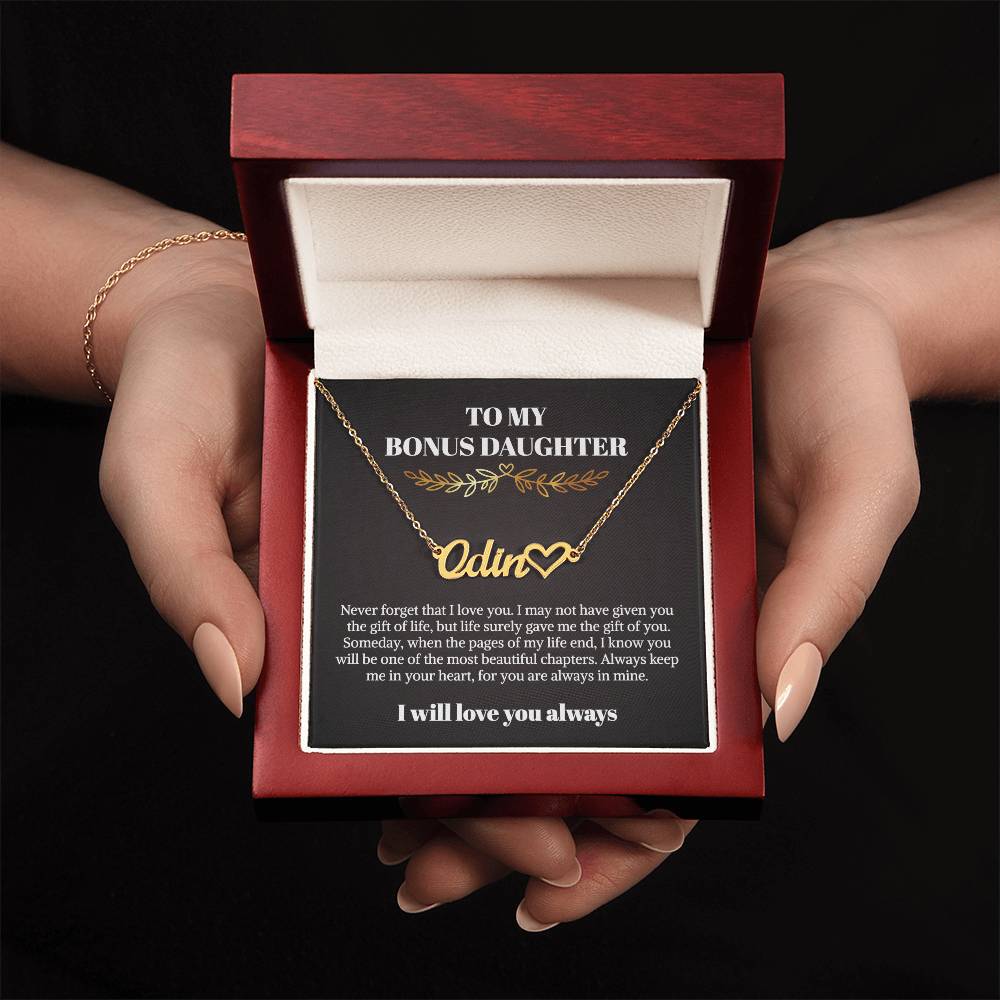 Bonus Daughter Gifts Bonus Daughter Necklace from Bonus Mom & Stepdad Heart Name Necklace for Stepdaughter Gifts from Stepmom