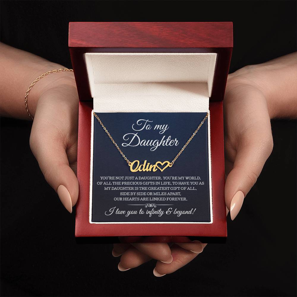 To My Daughter Necklace, Heart Name Necklace, Gift for Daughter from Mom Dad, Birthday Christmas Gift