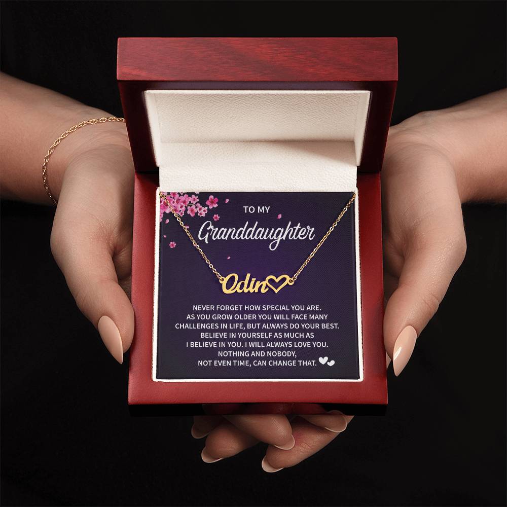 Granddaughter name necklace heart