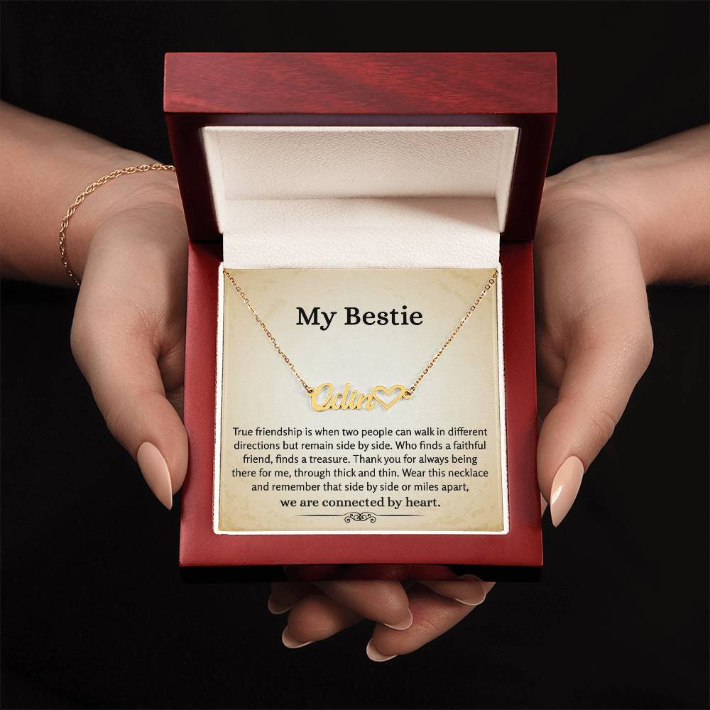 To My Bestie Necklace, Heart Name Necklace With Message Card And Gift Box, Gift For My Bestie, Bestie Necklace, Gift for Best Friend