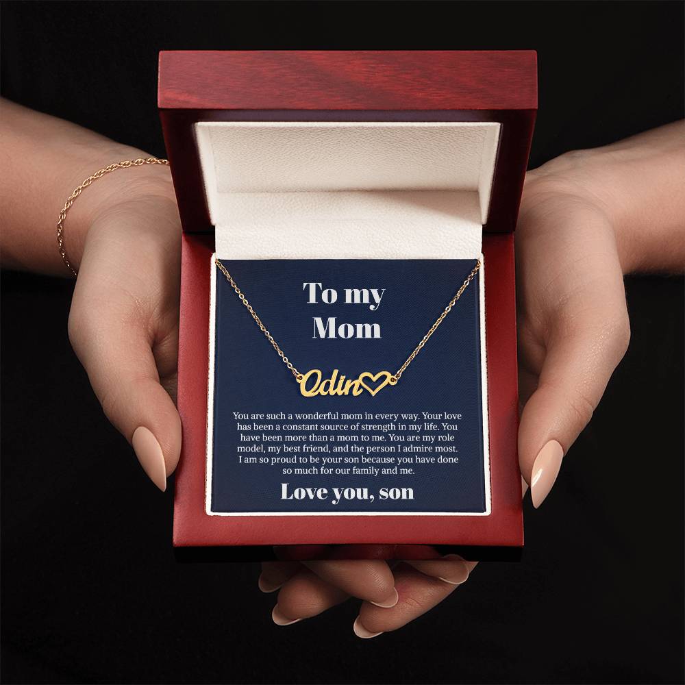 To My Mom Gifts - Necklace for Mom - Necklace Gift for Mom from Daughter - Heart Name Necklace Card