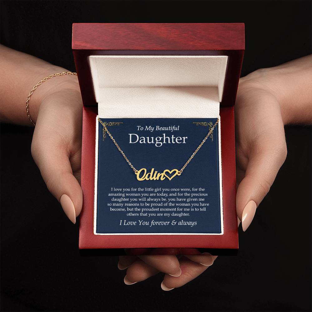 To My Daughter Necklace From Mother Father, Heart Name Necklace, Father Daughter Necklace, Birthday, Graduation Christmas Gifts For Daughter
