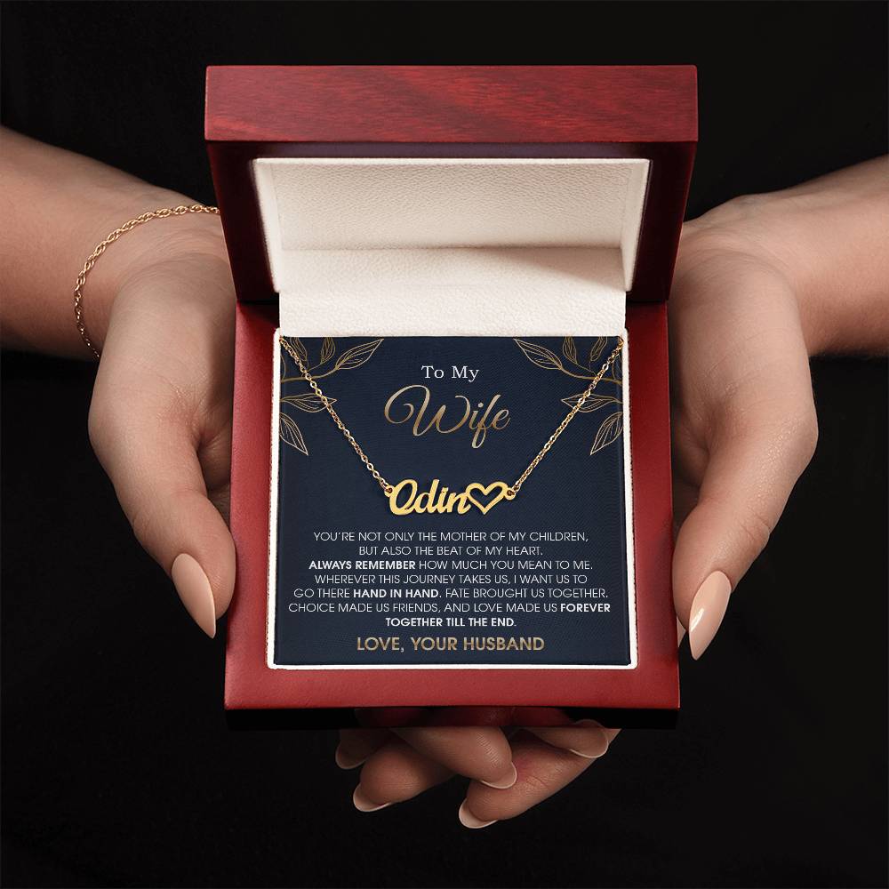 wife heart name necklace