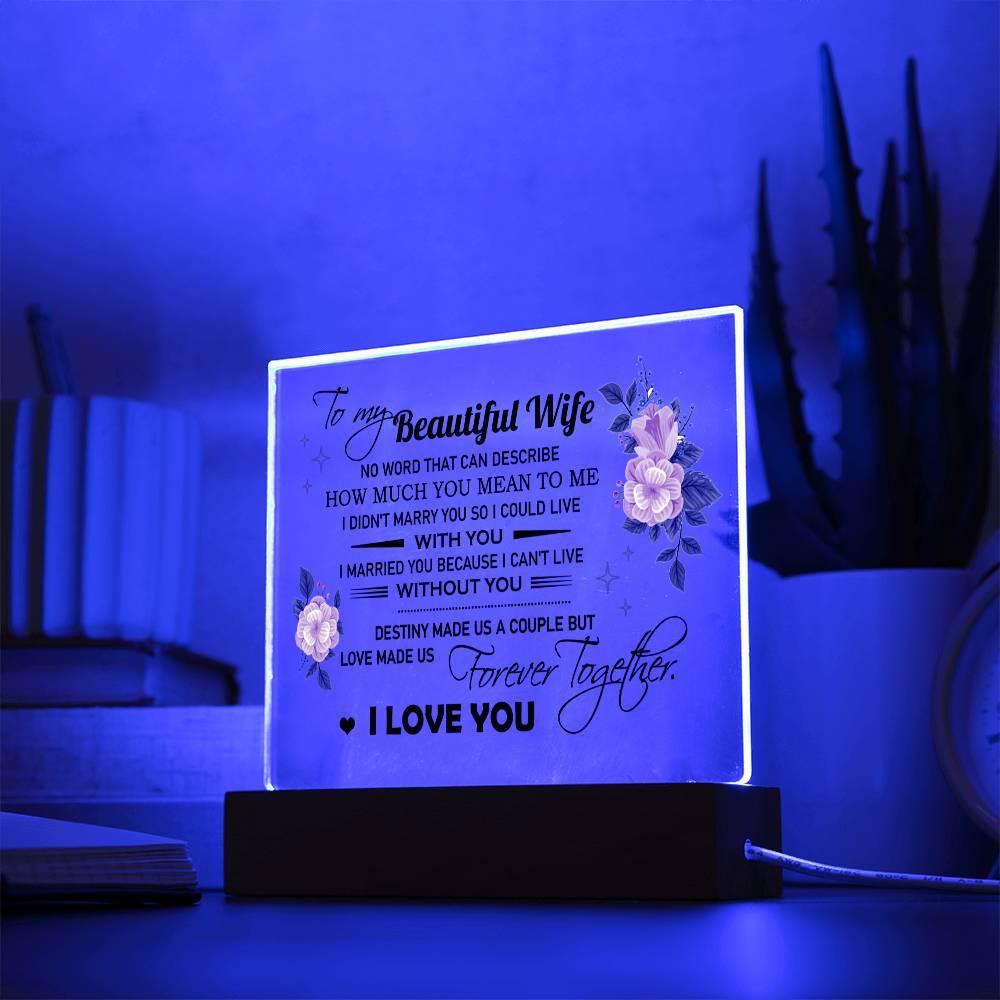 Gifts for My Wife: Acrylic Square Plaque - A Husband's Gift to His Beloved Wife