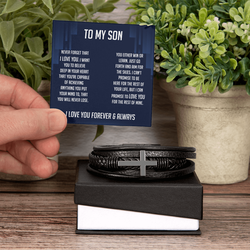 To My Son Bracelet Cross