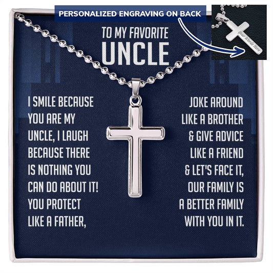 Cross Necklace for Uncle, Birthday Gifts for Uncle, Personalized Cross Necklace, Appreciation Necklace from Nephew or Niece
