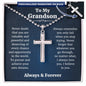 Grandson Birthday Gifts From Grandma • Present For Grandson From Grandmother • Grandson Personalized Cross Necklace From Grandparents