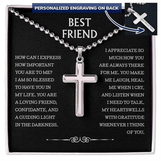 Best Friend Personalized Cross Necklace, Birthday Christmas Graduation Jewelry Gift For Best Friend