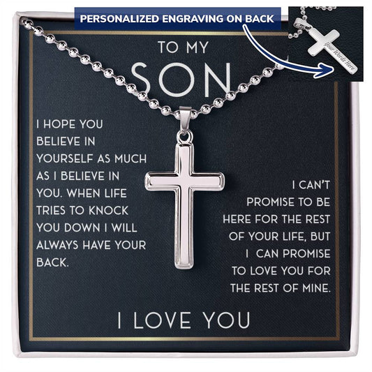 To My Son from Mom and Dad: Personalized Cross Necklace - The Perfect Birthday or Christmas Gift