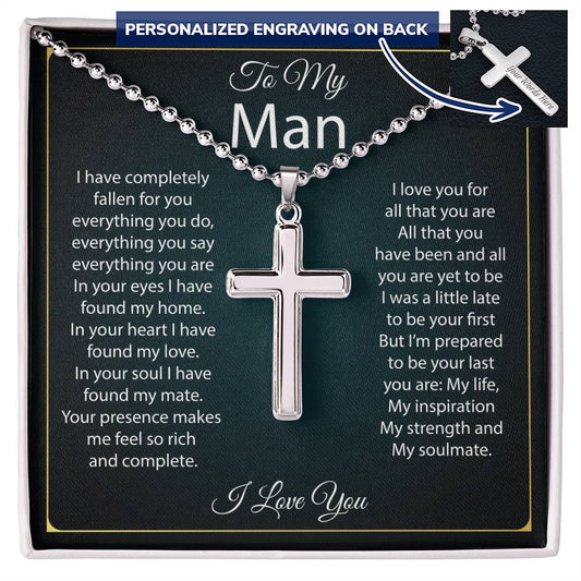 Personalized Cross Necklace for Him: The Perfect Gift for Your Boyfriend on Anniversary, Birthday, Valentine's Day, or Christmas