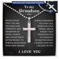 Grandson Personalized Cross Necklace From Grandparents, Nana And Grandson Gifts, Fathers Day Valentines Christmas Birthday Gifts for Grandson