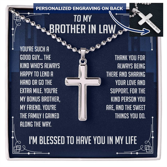 Brother in Law Gifts, Personalized Cross Necklace, Valentine's Gifts for a Brother In Law, Birthday Gift for Brother in Law