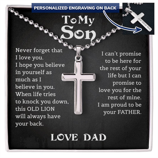 Son Personalized Cross Necklace From Dad And Son Necklace, Birthday Gift For My Son Graduation Christmas Faith Cross Necklace Present