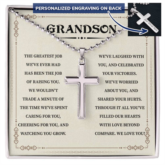My Grandson Personalized Cross Jewelry Necklace | Birthday, Graduation, Mother's Day, Wedding Gift for Grandson