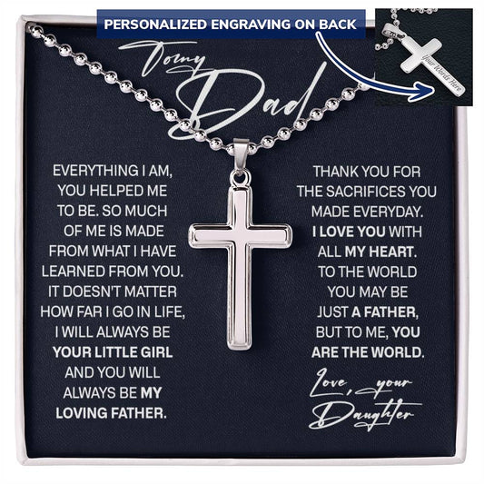 To My Dad Necklace With Message Card, Father's Day Gift Jewelry, Gift Anniversary Birthday Necklace, Personalized Cross Necklace from Daughter