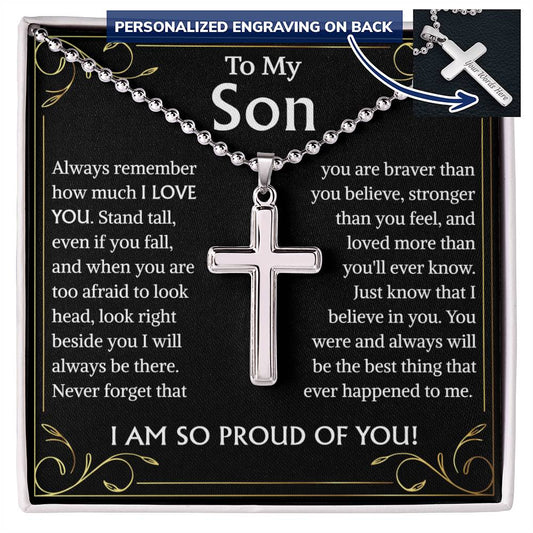To My son Gift Personalized Cross Necklace, Birthday Gift Necklace For Son, Graduation Gift Necklace For Son, Christmas Gift