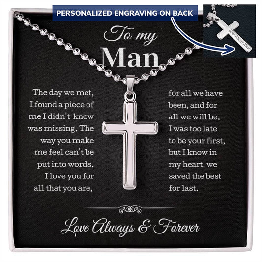 Personalized Cross Ball Chain Necklace Set A Birthday, Christmas, New Year, And Valentine's Day Gift For Your Lover, Husband, And Young Man
