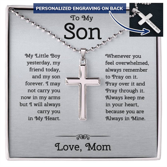 Personalized Cross Ball Chain Necklace For Son From Mom Birthday Presents Christmas Presents